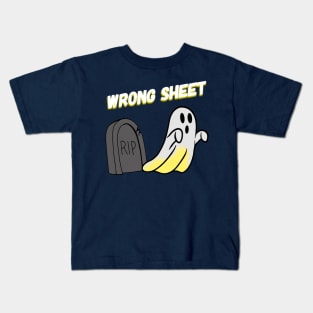 Graveyard Ghost Wrong Sheet - text Kids T-Shirt